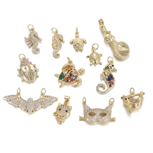 Animal Pendant Charms Copper Cubic Zirconia Seahorse Turtle Mermaid DIY Jewelry Making Accessories Fashion For Women
