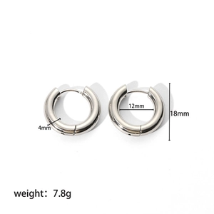 Polished silver stainless steel chunky hoop earrings with 18mm outer diameter size info