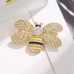 Luxury Alloy Rhinestone Enamel Bee Brooch Pin Gold Plated Insect Brooch For Women Sweater Coat Suit Accessories Jewelry Gift