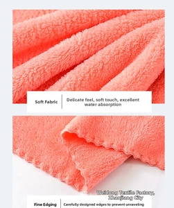 Macro detail of soft pink coral fleece towel fabric texture and durable stitched edges