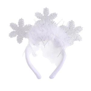 Christmas snowflake headband with white fur and silver sequins for festive party costumes