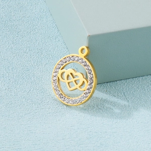 Pendentif En Acier Inoxydable Cercle Creux Coeur Infini Avec Strass Accessoires De Création De Bijoux DIY
