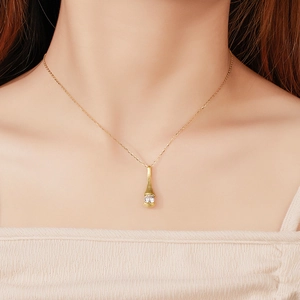 925 sterling silver frosted gold necklace with a champagne bottle pendant and zircon