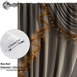 3D floral curtains with 2.75 inch rod pocket design and elegant tassel fringe pattern