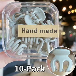 Vista de 10 mini pinzas para el cabello mate en caja con primer plano del producto