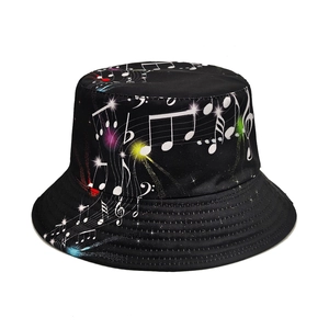 Chapeau Bob Imprimé Notes De Musique Polyester Respirant Festival Musique Été Chapeau De Pêcheur Femmes Et Hommes Rétro