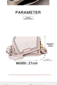 Guide des tailles pour sac bandoulière crème 21x14x9 cm avec coutures décoratives