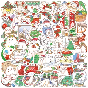 Cartoon Christmas Ghost Stickers Waterproof PVC Decals For DIY Scrapbooking Laptop Phone Case Stationery Holiday Party Decor