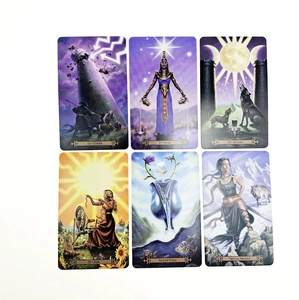 Flat lay of Sea Soul Journey Oracle cards including Tower, Star, Moon, and Sun designs