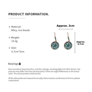 Detailed size chart for Bohemian hollow round earrings with alloy and rice beads