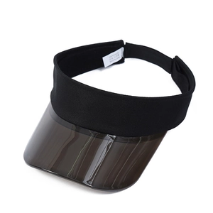 Unisex black polyester open top sun visor with translucent brown plastic brim for outdoor