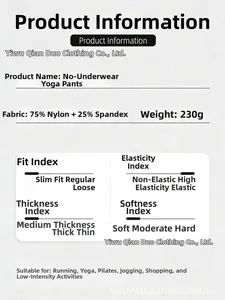 Detailed specs of nylon spandex high-waist yoga pants with stretch and fabric parameters