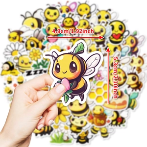 50pcs cute honey bee cartoon stickers, waterproof DIY decals for kids rewards decoration