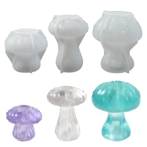 Set of three mushroom shaped silicone molds for DIY resin casting and flower vase decor
