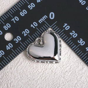 Plated acrylic heart pendant with lace edge for DIY jewelry making, size 27mm x 26mm