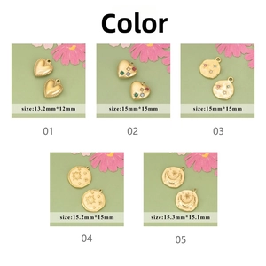 Detailed view of 18K gold plated heart and star moon charms for DIY jewelry making