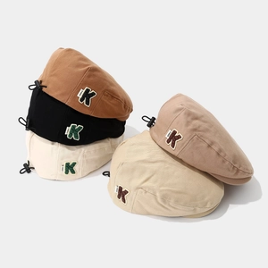Kids Corduroy Beret Hat Retro Newsboy Cap Letter K Embroidery Adjustable For Toddler Boys Girls Autumn Winter Casual