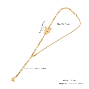Detailed size specifications for gold butterfly tassel necklace in stainless steel