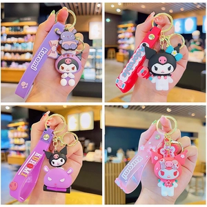 Cute Kuromi and My Melody silicone keychains with soft wristbands for bag decoration