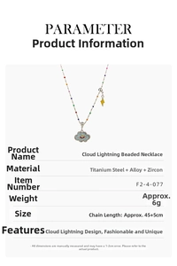Macro shot of colorful beaded necklace with zircon cloud and lightning bolt charms