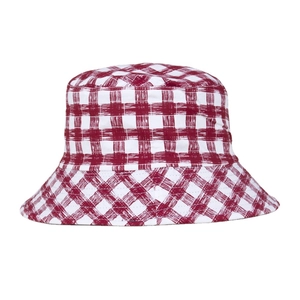 Chapeau bob à carreaux rouges et blancs pour femme avec protection solaire et style décontracté