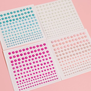 Multi-sized pearl adhesive stickers in white and colorful gradients for hair and nail art