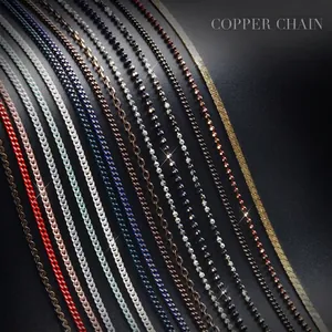 Professional copper nail art chains in 16 styles featuring multicolor metallic textures