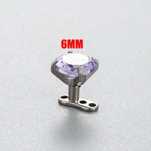 6mm purple zircon dermal anchor piercing with G23 titanium base jewelry set