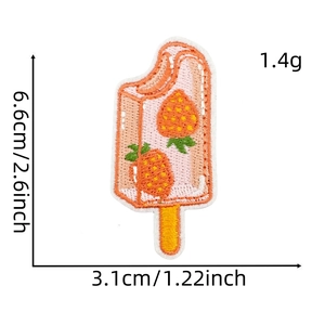 Cute pink strawberry ice cream embroidered patch with dimensions for clothing DIY