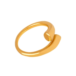 Elegant gold-plated minimalist open ring with a sleek streamlined twisted design