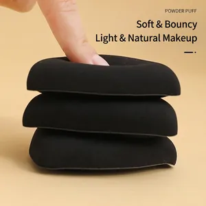 Three-piece set of black triangular powder puffs made of soft high-density velvet sponge