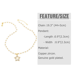 Detail showing the MAMA heart star pendant with white pearls and gold bead necklace