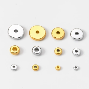 Assorted gold and silver stainless steel flat spacer beads for DIY jewelry making