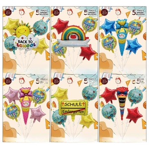 Back to school foil balloon set, star rainbow ice cream shaped balloons for party decor.