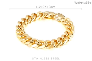 Détails du bracelet gourmette en acier doré avec spécifications de poids et de taille