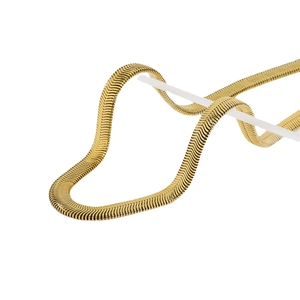 Elegante collana a maglia piatta a serpente in acciaio inox placcato oro 18 carati