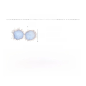 Detailed view of mink fur ball earrings with silver pins weighing 2.4 grams