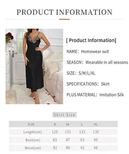 Tableau des tailles pour chemise de nuit en soie avec mesures du S au XL en cm