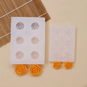 Moule en Silicone à 6 Cavités en Forme de Rose pour Décoration de Gâteaux Chocolat Pâtisserie Outil de Cuisson DIY Flexible Réutilisable Blanc