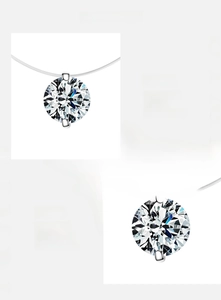 Détail du collier en argent s925 avec pendentif zircon 5A sur ligne transparente invisible