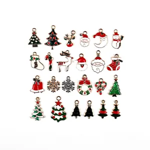 23-piece Christmas alloy pendant set with Santa, reindeer and snowflake for DIY jewelry making