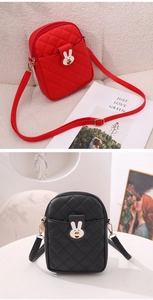 Detail showing the quilted rhombic pattern and golden rabbit head buckle on mini purses