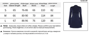 Detailed size chart with measurements for the sexy backless long sleeve mini dress