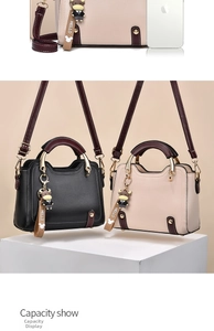 Detailed comparison of chic leather handbags in black and beige with metallic handles