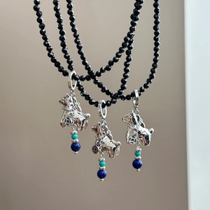 Minimalist Adjustable Crystal Beaded Necklace Vintage Animal Pendant Sweater Chain Jewelry Women With Copper Charm
