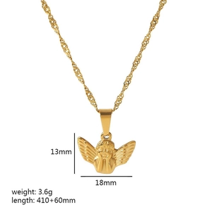 Detailed size parameters of the gold 18K stainless steel angel pendant necklace