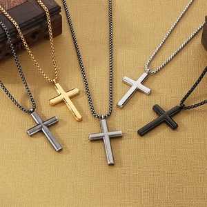 Cross Pendant Necklace Stainless Steel Minimalist Vintage Jewelry For Men Women Fashion Versatile Accessories