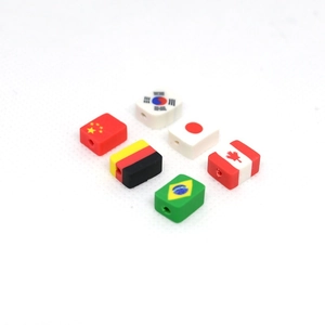 Set of 100 square polymer clay flag beads for DIY jewelry making and bracelet charms