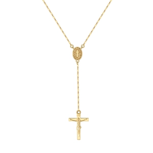 925 Sterling Silver Cross Rosary Necklace For Women Y-Shaped Lariat Clavicle Chain Gold Silver Plated Religious Fashion Jewelry
