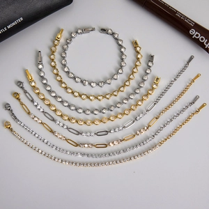 Luxe stainless steel and zircon bracelets in gold and silver finish with varied designs